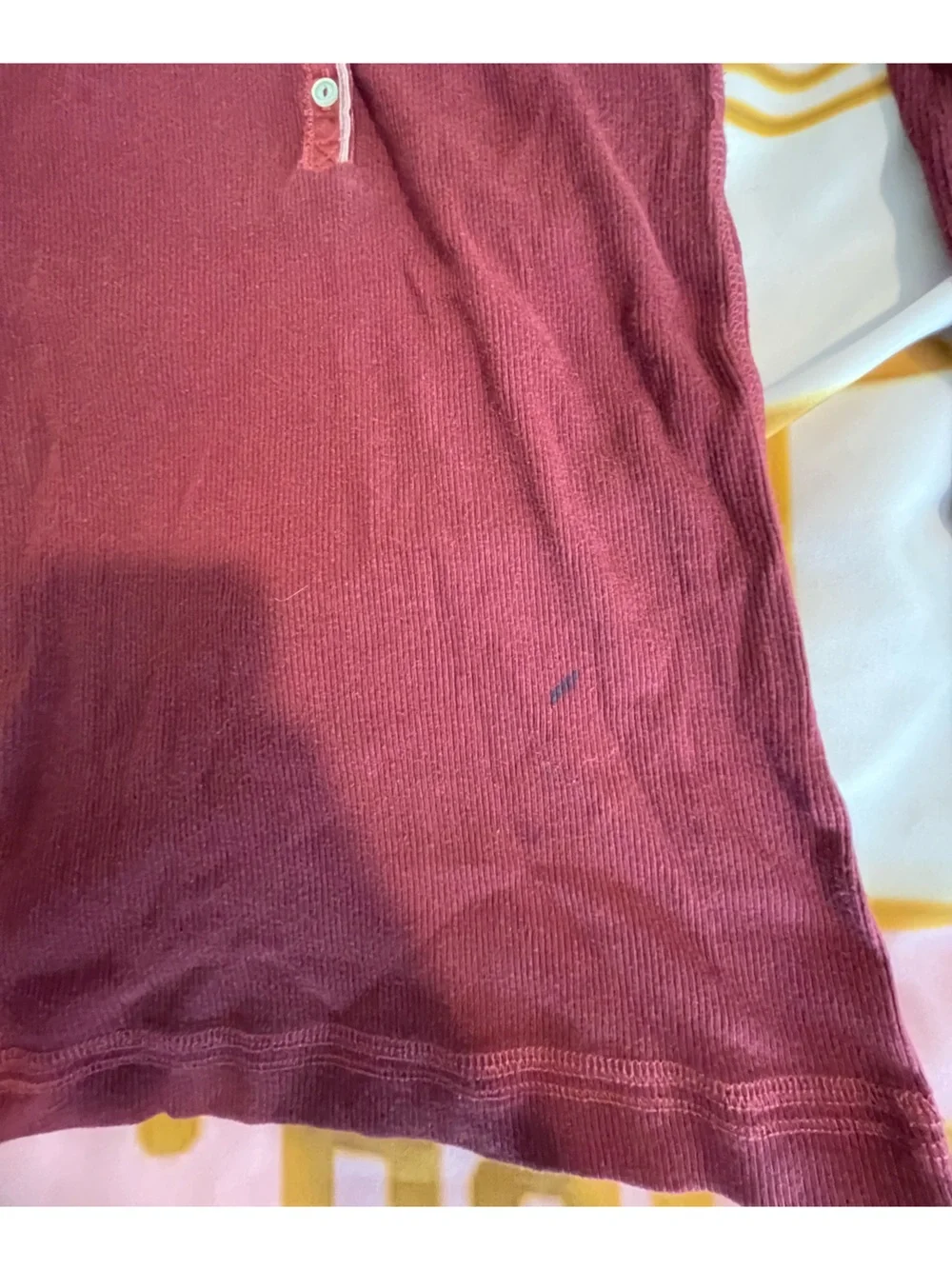 Abercrombie & Fitch Ribbed Henley Top - Wine - Picture 4 of 4